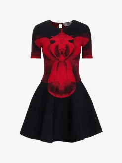 Best Alexander McQueen Women's Ethereal Orchid Mini Dress in Black/Red