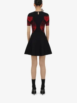 Best Alexander McQueen Women's Ethereal Orchid Mini Dress in Black/Red