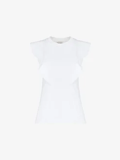 Store Alexander McQueen Women's Frill Detail Sleeveless Top in Optic White