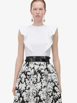 Store Alexander McQueen Women's Frill Detail Sleeveless Top in Optic White