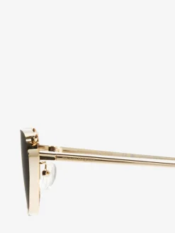 New Alexander McQueen Women's Front Piercing Cat-eye Sunglasses in Light Gold/Smoke