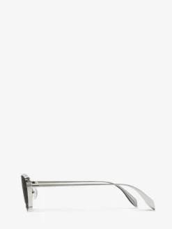 Best Alexander McQueen Women's Front Piercing Cat-eye Sunglasses in Silver