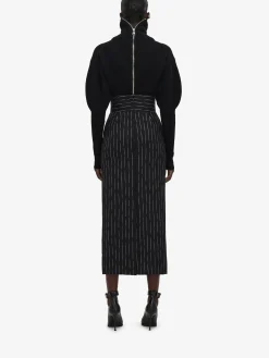 Best Sale Alexander McQueen Women's Funnel Neck Knit Jumper in Black