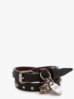 Flash Sale Alexander McQueen Women's Hammered Studs Double-wrap Bracelet in Black