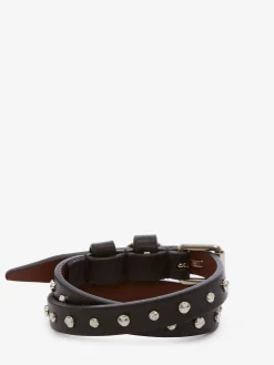 Flash Sale Alexander McQueen Women's Hammered Studs Double-wrap Bracelet in Black