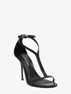 Outlet Alexander McQueen Women's Harness Sandal in Black/Lust Red