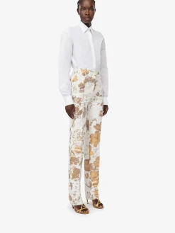 Fashion Alexander McQueen Women's High-waisted Cigarette Trousers in Gold