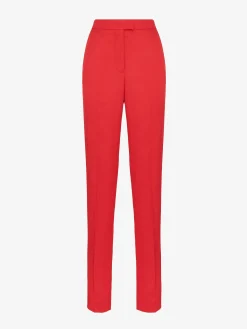 Shop Alexander McQueen Women's High-waisted Cigarette Trousers in Lust Red