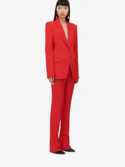 Shop Alexander McQueen Women's High-waisted Cigarette Trousers in Lust Red