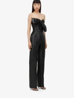 Best Alexander McQueen Women's High-waisted Leather Trousers in Black