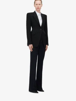 New Alexander McQueen Women's High-waisted Straight Leg Jeans in Denim