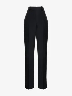 Store Alexander McQueen Women's High-waisted Tailored Trousers in Black