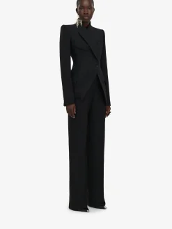 Store Alexander McQueen Women's High-waisted Tailored Trousers in Black