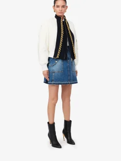 Discount Alexander McQueen Women's Hybrid Military Bomber Jacket in Ivory