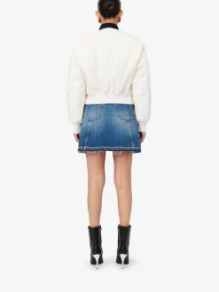 Discount Alexander McQueen Women's Hybrid Military Bomber Jacket in Ivory