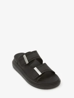 Shop Alexander McQueen Women's Hybrid Slide in Black/Silver