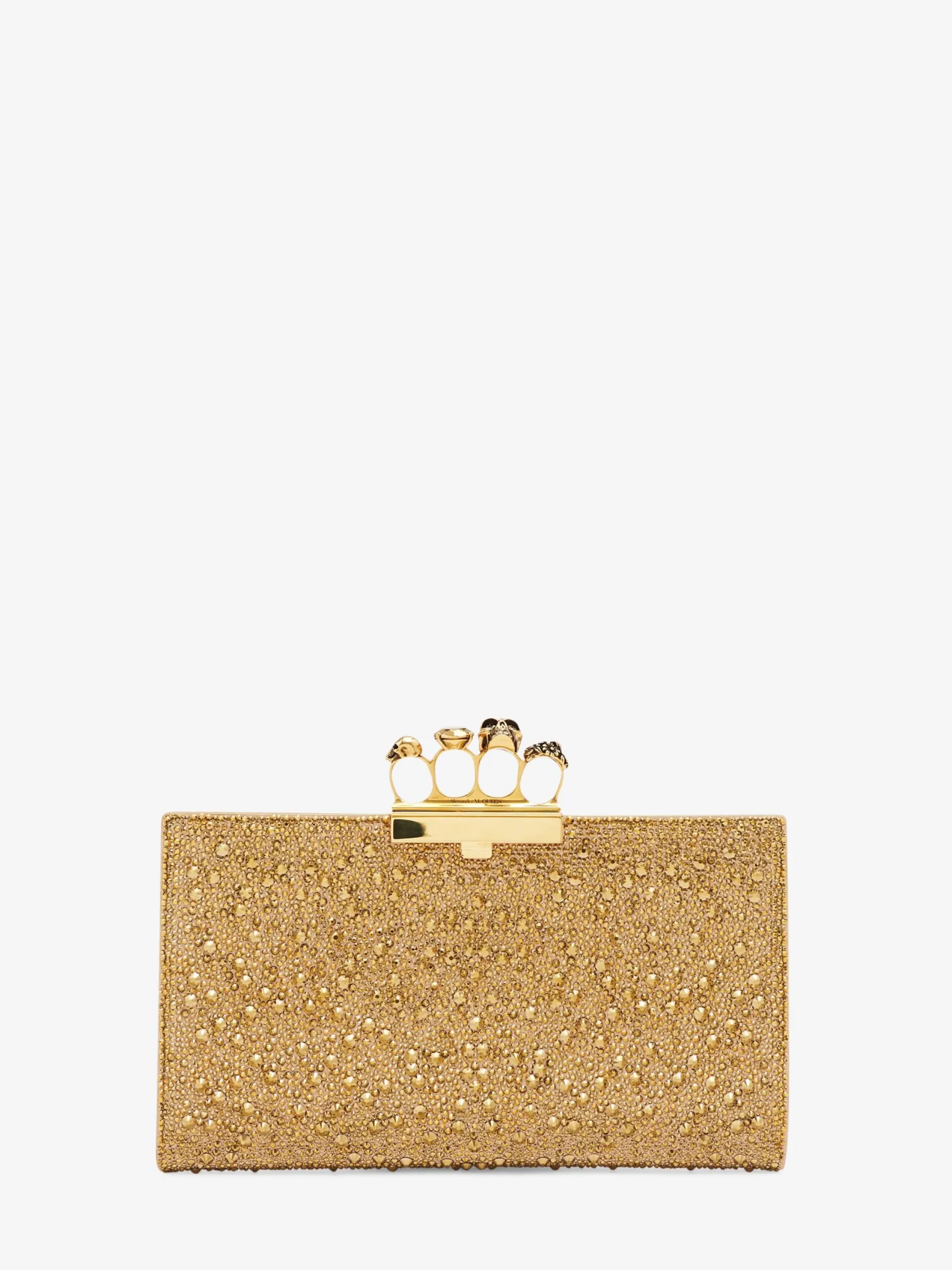 Shop Alexander McQueen Women's Jewelled Flat Pouch in Gold