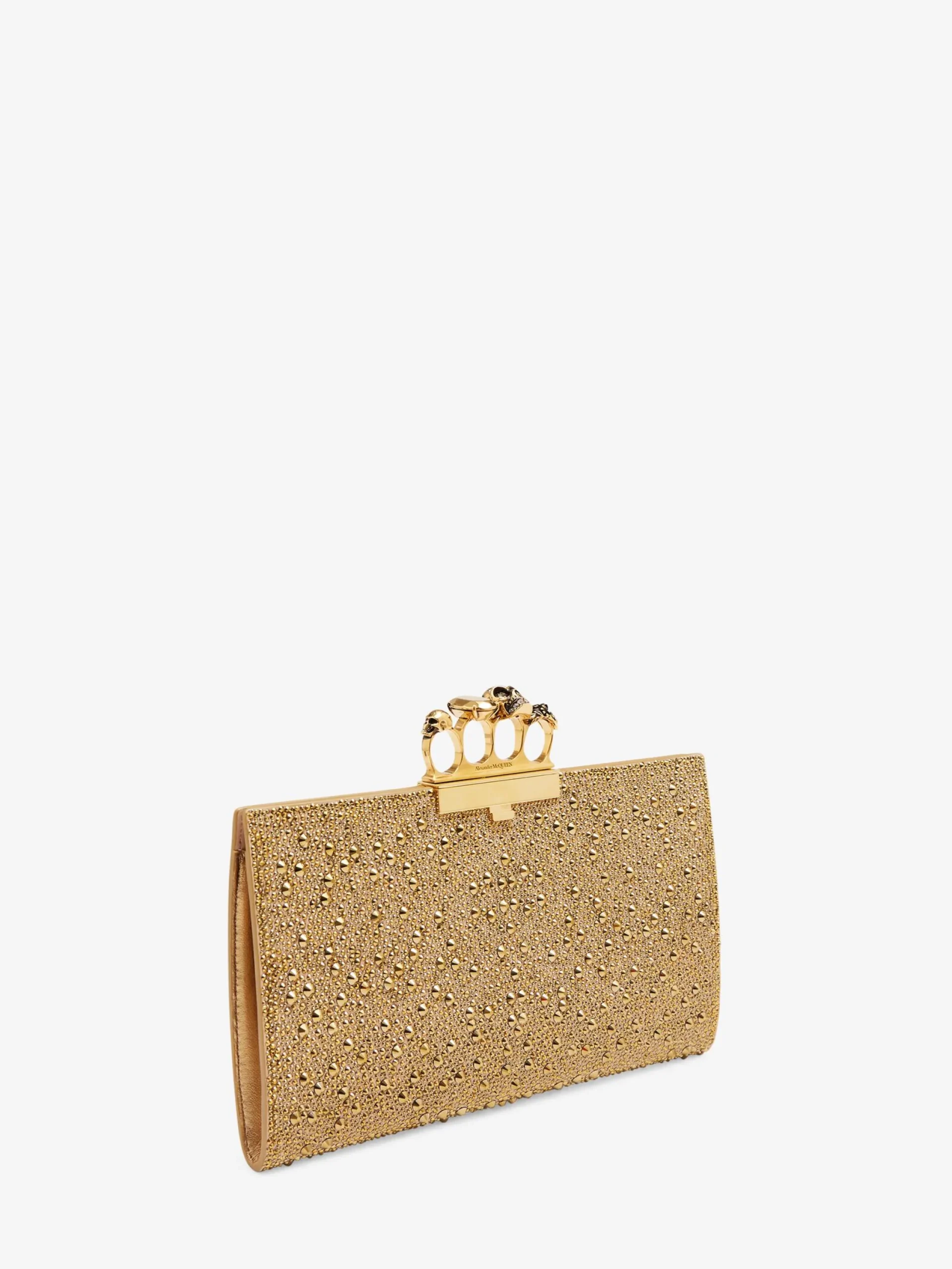 Shop Alexander McQueen Women's Jewelled Flat Pouch in Gold