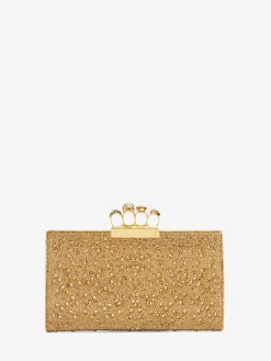 Shop Alexander McQueen Women's Jewelled Flat Pouch in Gold