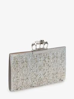 New Alexander McQueen Women's Jewelled Flat Pouch in White