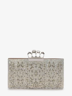 New Alexander McQueen Women's Jewelled Flat Pouch in White
