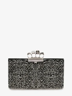Clearance Alexander McQueen Women's Jewelled Flat Pouch in Black