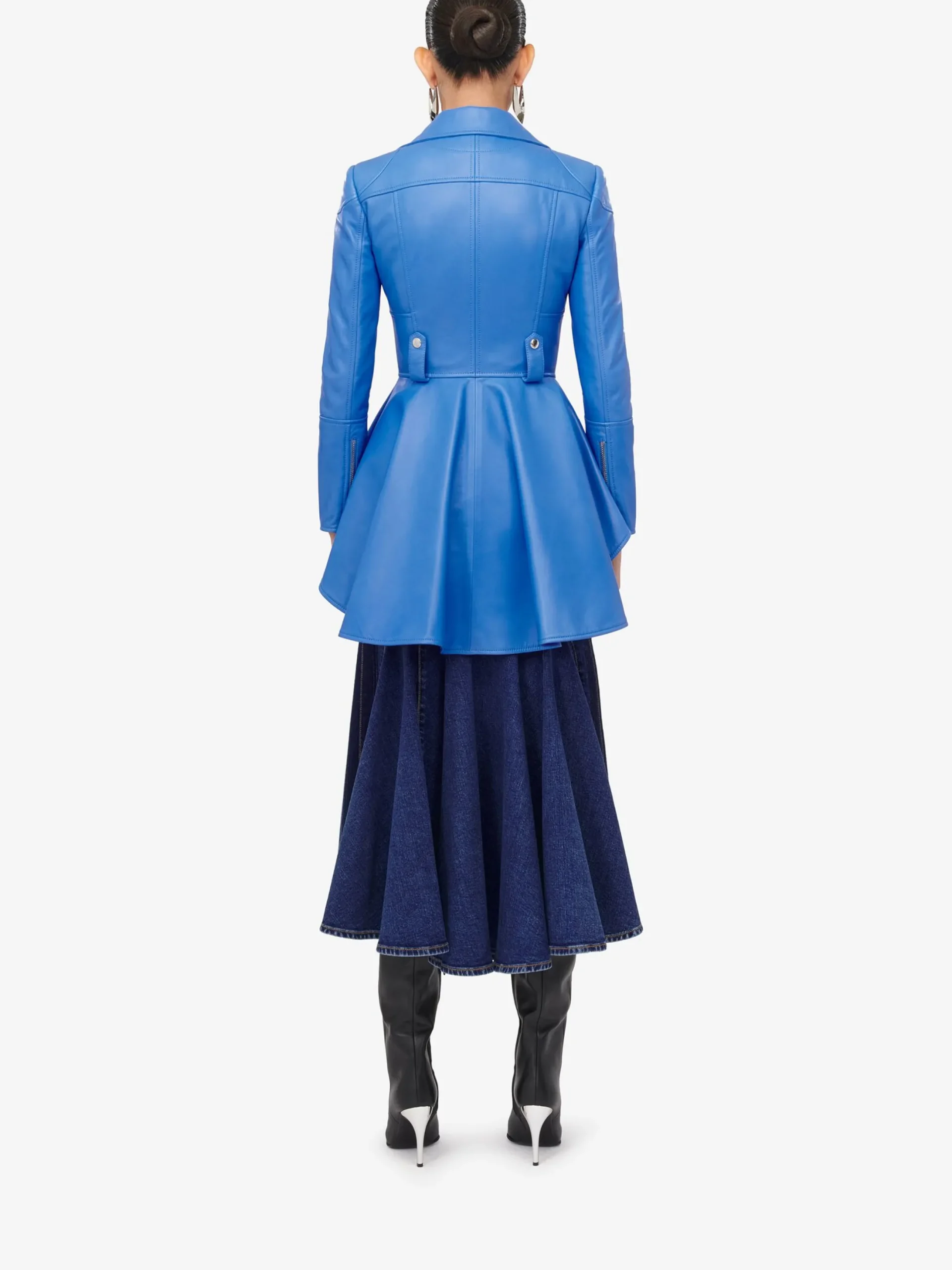 Shop Alexander McQueen Women's Kickback Denim Skirt in Washed Blue
