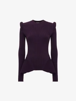 Hot Alexander McQueen Women's Kickback Ribbed Jumper in Night Shade