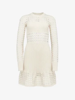 Flash Sale Alexander McQueen Women's Knitted Mesh Mini Dress in Ivory