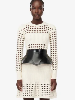 Flash Sale Alexander McQueen Women's Knitted Mesh Mini Dress in Ivory