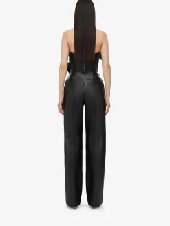 Shop Alexander McQueen Women's Knotted Bow Leather Corset in Black