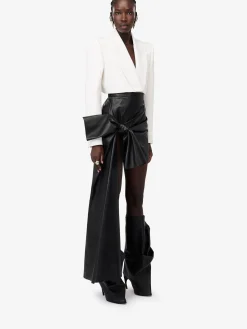 Hot Alexander McQueen Women's Knotted Drape Mini Skirt in Black