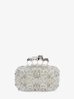 Store Alexander McQueen Women's Knuckle Clutch in White