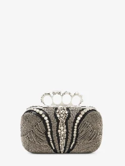 Shop Alexander McQueen Women's Knuckle Clutch in Silver