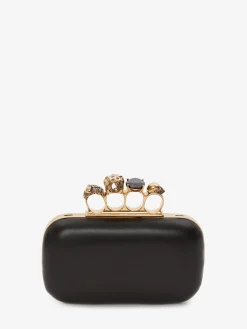 Store Alexander McQueen Women's Knuckle Clutch With Chain in BLACK