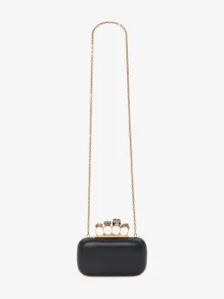 Store Alexander McQueen Women's Knuckle Clutch With Chain in BLACK