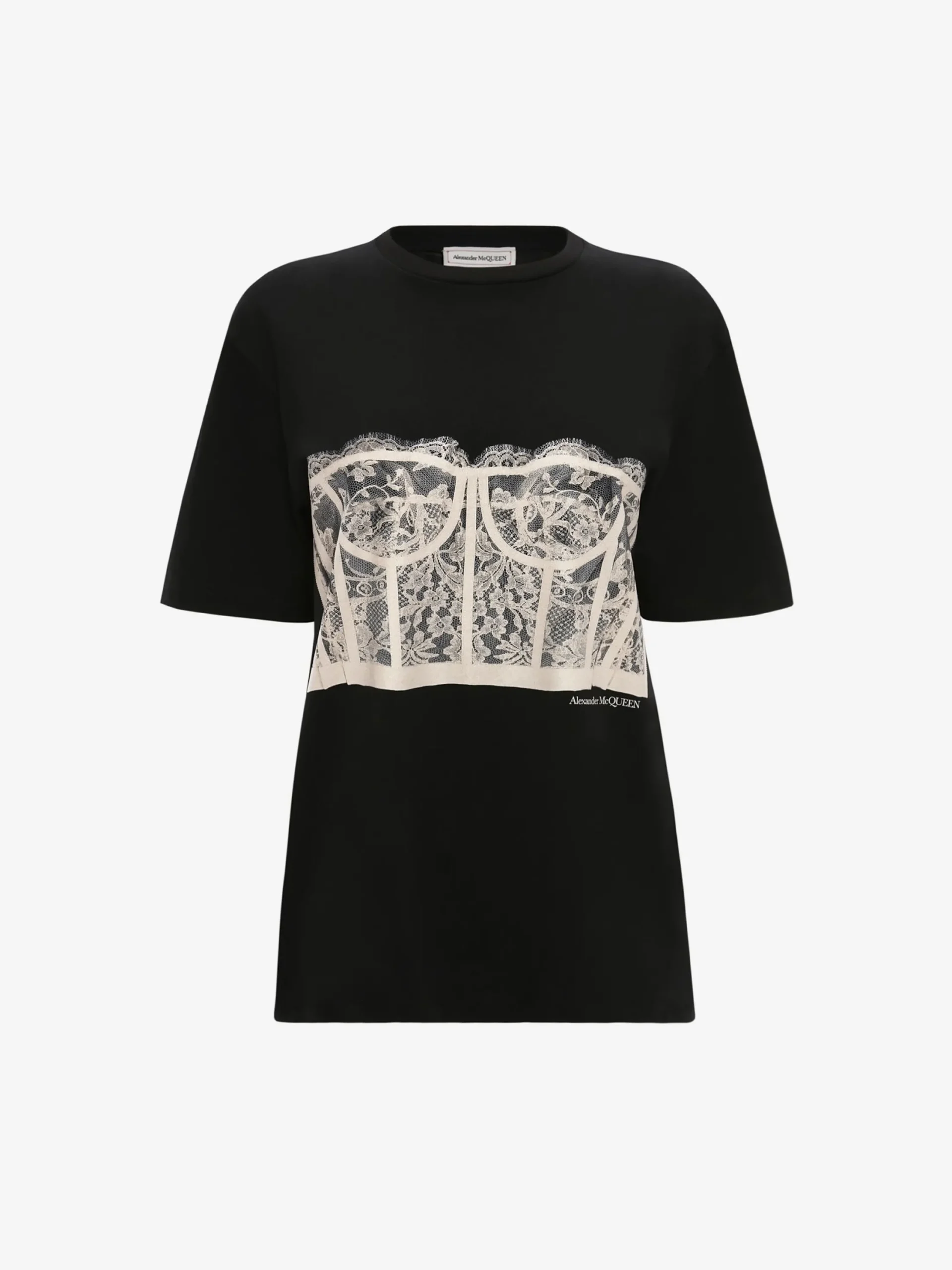 Fashion Alexander McQueen Women's Lace Corset T-shirt in Black