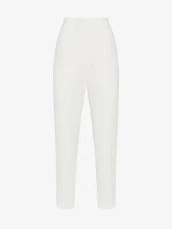 Hot Alexander McQueen Women's Leaf Crepe Cigarette Trousers in LIGHT IVORY