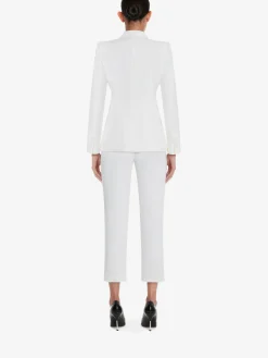 Hot Alexander McQueen Women's Leaf Crepe Cigarette Trousers in LIGHT IVORY