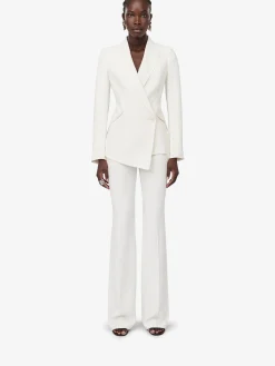 Shop Alexander McQueen Women's Leaf Crepe Drop Hem Jacket in Light Ivory