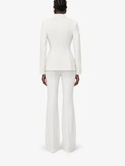 Shop Alexander McQueen Women's Leaf Crepe Drop Hem Jacket in Light Ivory