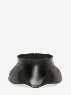 Cheap Alexander McQueen Women's Leather Articulated Corset Belt in Black