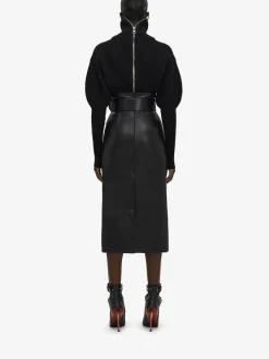 New Alexander McQueen Women's Leather Bustier Skirt in Black