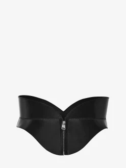 Cheap Alexander McQueen Women's Leather Corset Belt in Black