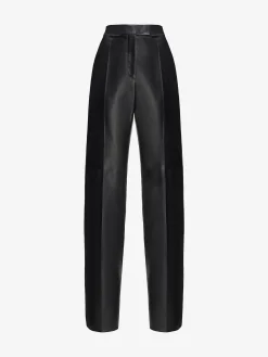 Store Alexander McQueen Women's Leather Trousers in Black