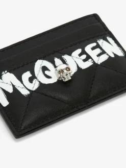 New Alexander McQueen Women's McQueen Graffiti Card Holder in Black/White