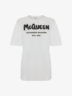 Online Alexander McQueen Women's McQueen Graffiti T-shirt in White/Black