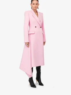 Shop Alexander McQueen Women's Midi Draped Coat in Pale Pink