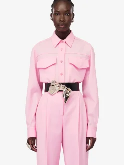Clearance Alexander McQueen Women's Military Pocket Shirt in Pale Pink