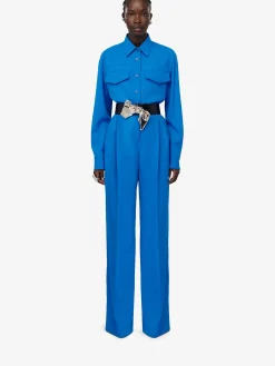Store Alexander McQueen Women's Military Pocket Shirt in Lapis Blue